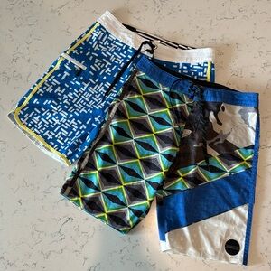 LOT OF 2 MENS SURF BOARD SHORTS SWIM TRUNKS VOLCOM ONIELL SIZE 31